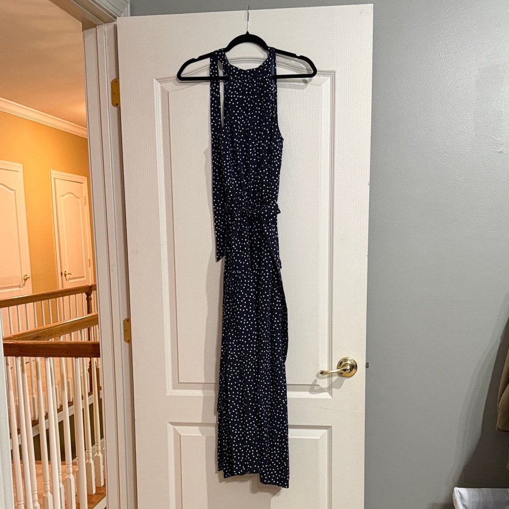Polka Dot Maxi Dress - Navy